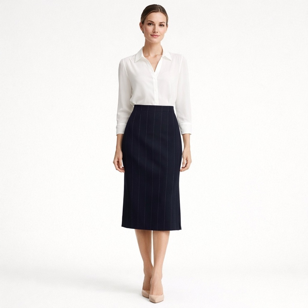SANDRA KING women black pencil preppy classic cottagecore elegant midi skirt/12
